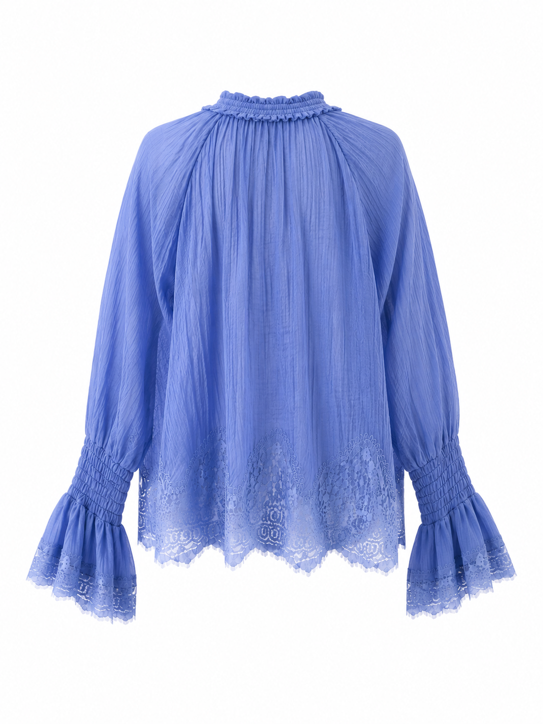 Incarca imaginea in galerie, Bluză tip ie în nuanță bleu pastel din voal texturat delicat
