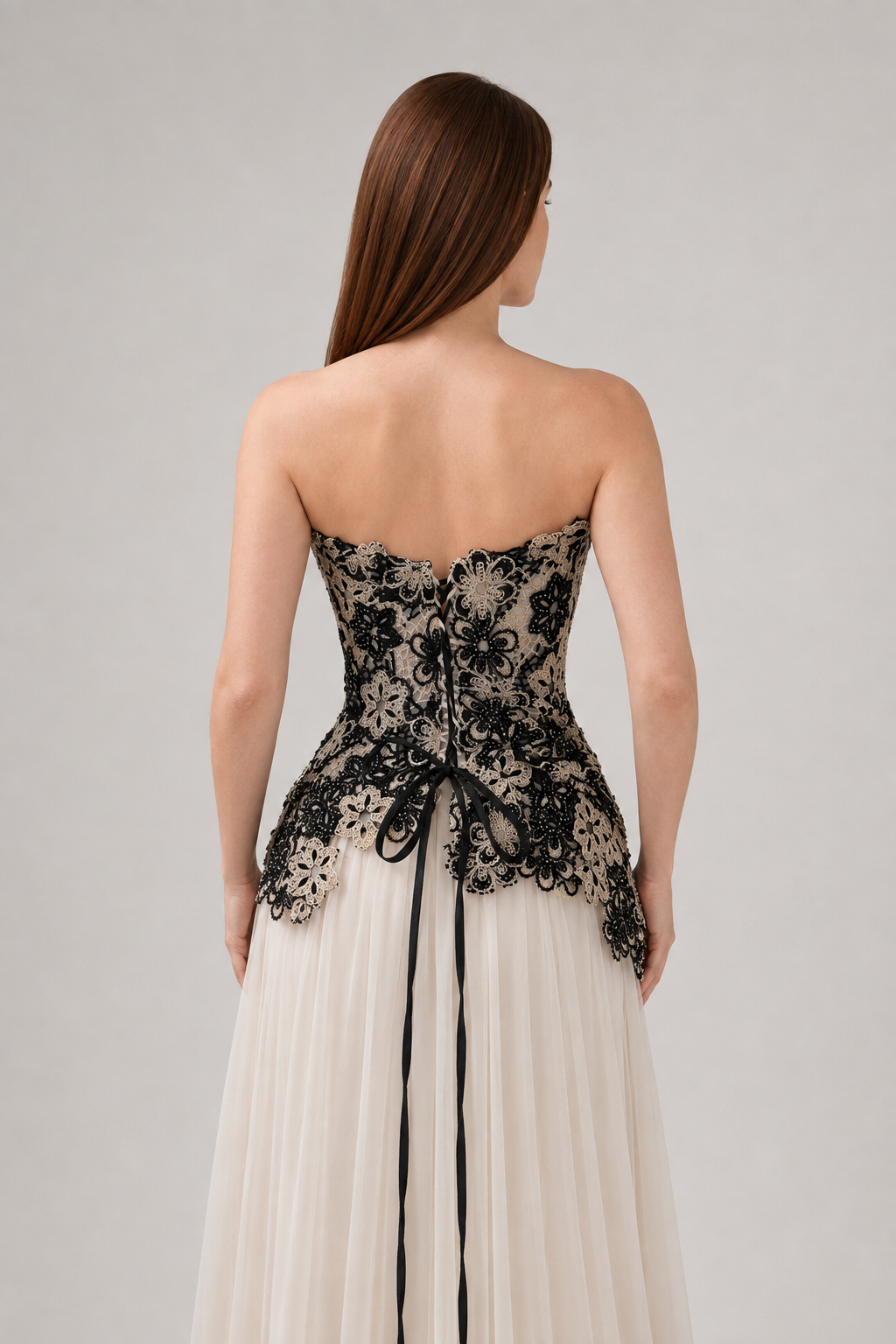 Incarca imaginea in galerie, Corset Elegant din Bumbac cu Aplicații Florale în Contrast