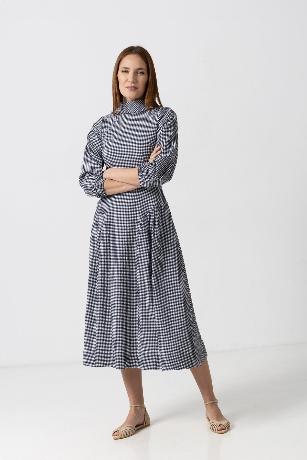 Midi white taffeta skirt