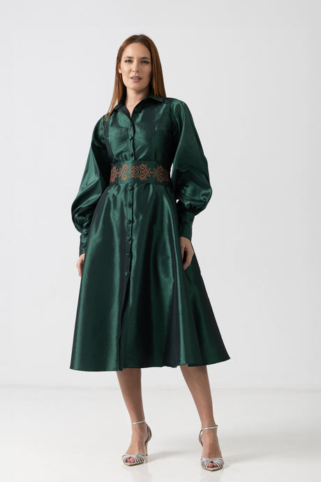 Midi white taffeta skirt