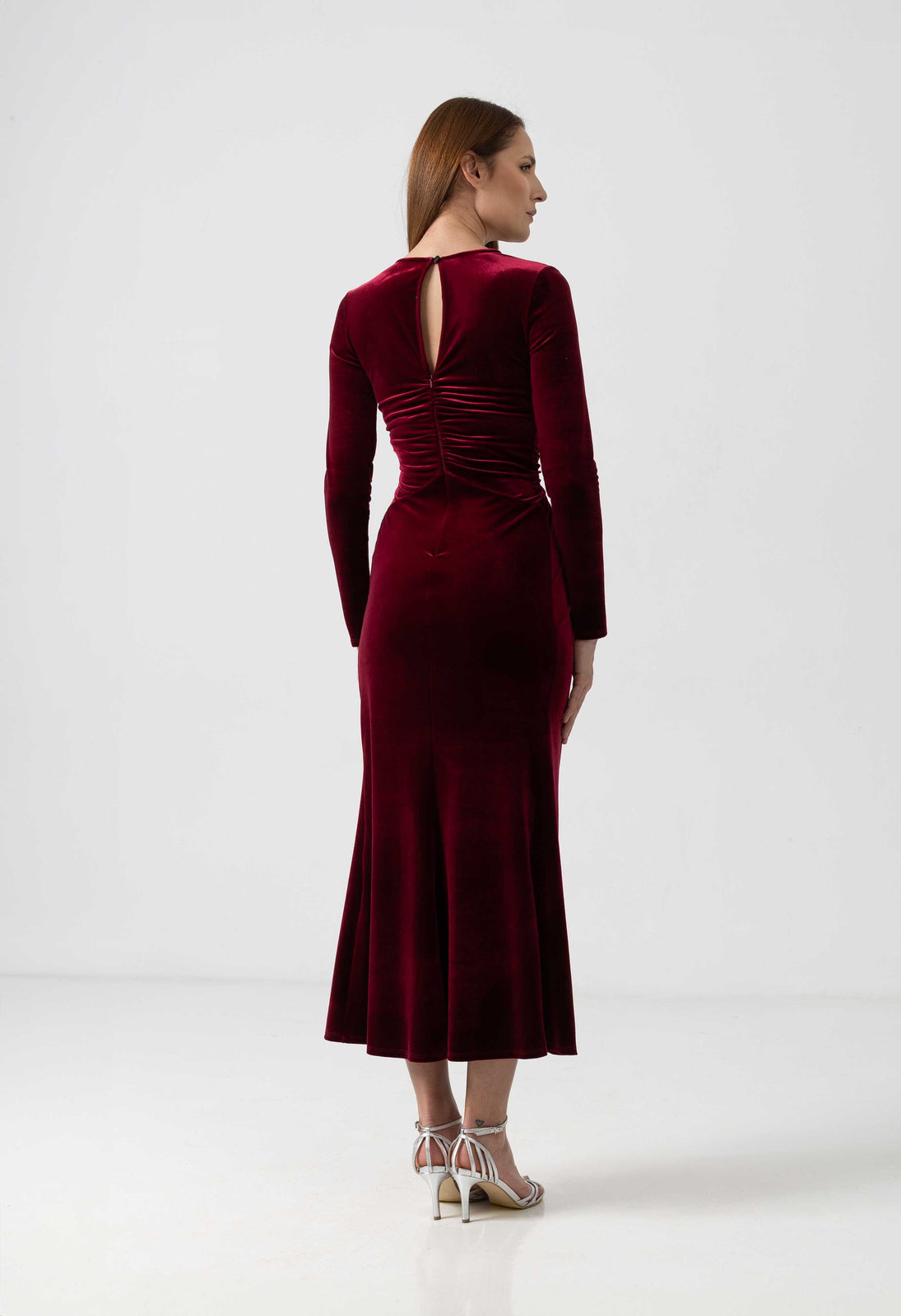Incarca imaginea in galerie, Rochie eleganta din catifea burgundy